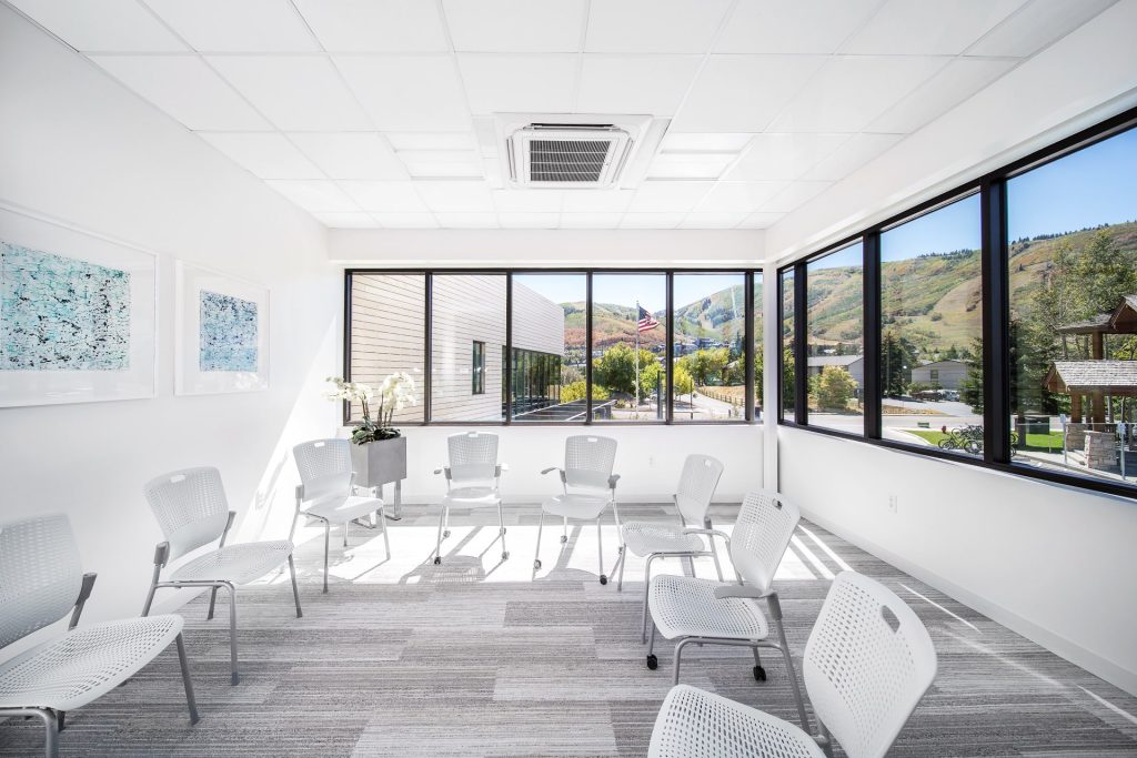 Meeting room, Christian Center of Park City, architectural design by Elliott Workgroup