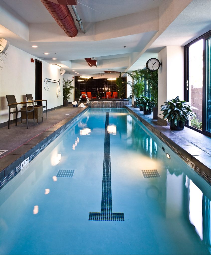 Indoor pool, Sky Lodge on Main, architectural design by Elliott Workgroup