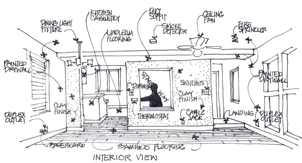 Plan drawing of Snow Creek Cottages, architectural design by Elliott Workgroup