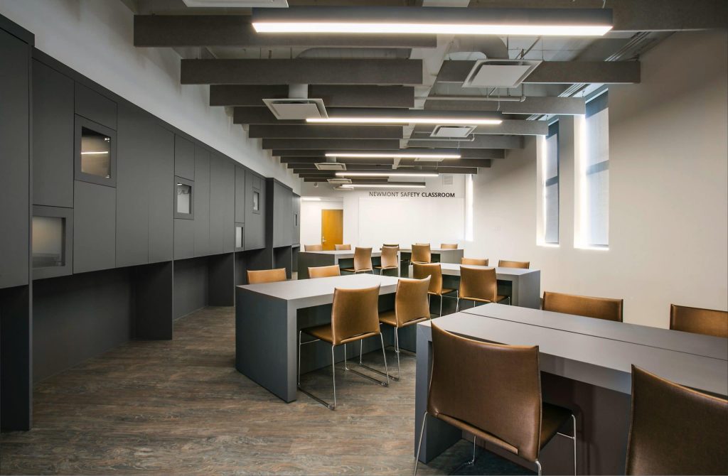 Classroom in the University of Utah Newmont Safety Classroom, architectural design by Elliott Workgroup