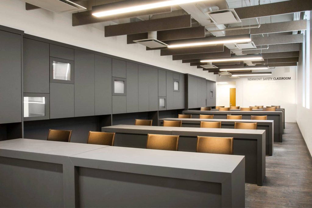 Classroom in the University of Utah Newmont Safety Classroom, architectural design by Elliott Workgroup