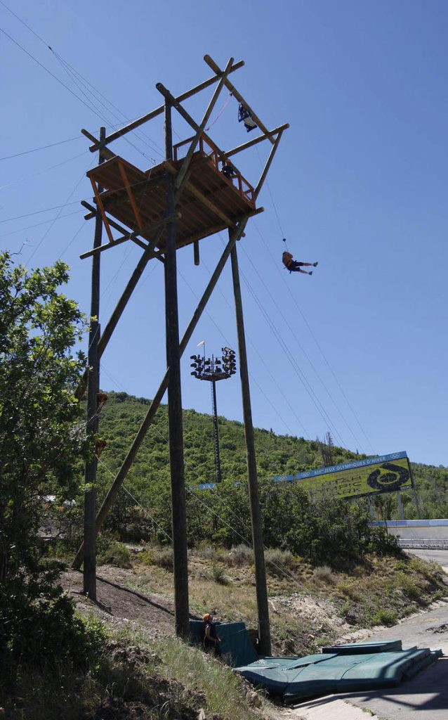 Drop tower on Utah Olympic Park Adventure Course, architectural design by Elliott Workgroup