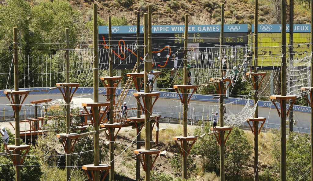 Ropes course on Utah Olympic Park Adventure Course, architectural design by Elliott Workgroup