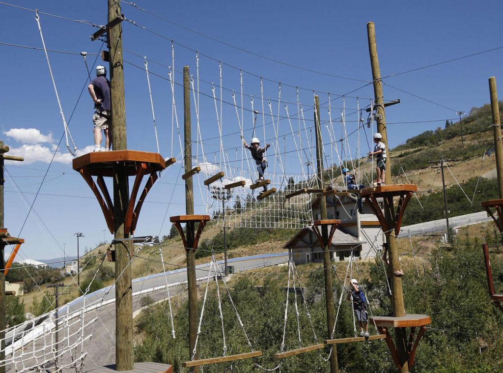 Ropes course on Utah Olympic Park Adventure Course, architectural design by Elliott Workgroup