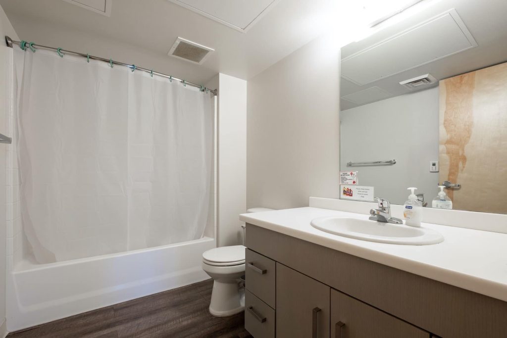 Bathroom, Empire Avenue Workforce Housing, architectural design by Elliott Workgroup